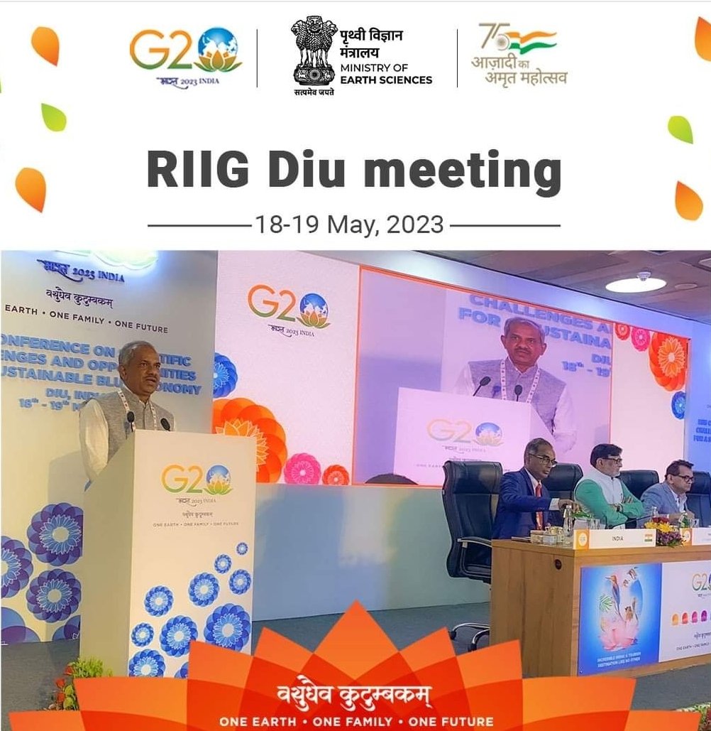 Shri Amitabh Kant, Hon'ble G20 Sherpa, shared his views on a sustainable #BlueEconomy at the 5th #G20RIIG Meeting in #Diu.

He highlighted the challenges facing the #ocean #environment and the need for enhanced #internationalcooperation to build a #sustainablefuture.