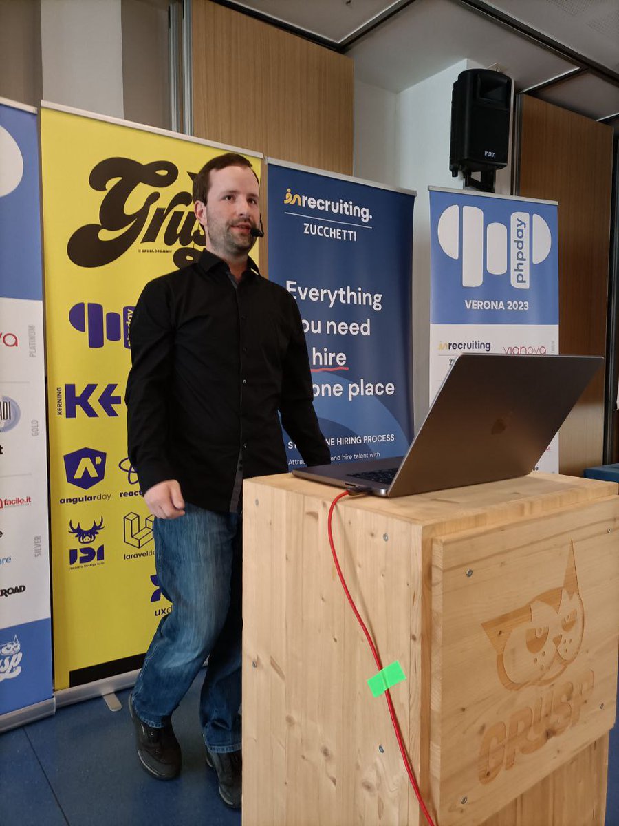 phpday's tweet photo. The first speaker is on stage!🚀@OndrejMirtes is Developer @ PHPStan and will share all the aspects that go into the project: #development, #prioritization of issues and ideas, #community management, making #money, and #marketing.

#phpday #phpday23 #php https://t.co/aqR1Tkwl3s