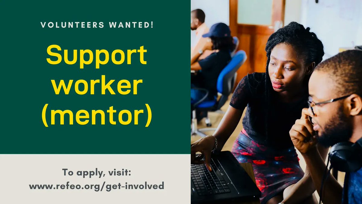 REFEO_UK's tweet photo. Would you like to help refugees achieve their academic and professional goals?

We're looking for 4 new volunteer mentors! If you're interested in support work and can commit for 6 months, apply now.

The role is fully remote and we'll provide training 👉 https://t.co/xRQfCzBUSz https://t.co/2Y2OZsQ3M2