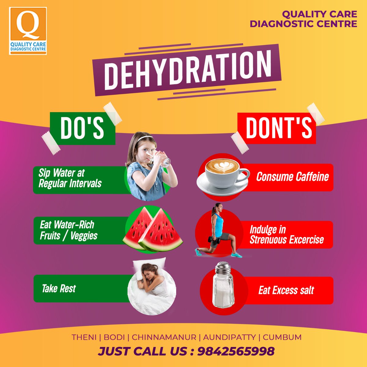 CareTheni's tweet image. DO'S✅ DONT'S❎👇

#qualitycarediagnosticcentretheni #thyroidtest #bloodtest #diabetics #risklevelofdiabetics #diabeticstreatment #LiverFunctionTest #bloodtesting #samplecollection #medicallab #homebloodtest #theni #specializedlab #diagnosticcentre #healthiswealth #healthcheck