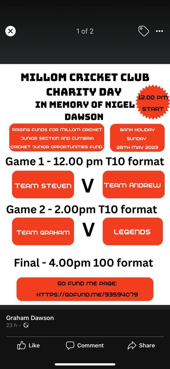 Not long to go before the charity day over the club in memory of Nigel Dawson 

Get yourselves over and enjoy what will be a great day in memory of a great man 

🏏🏏🍻🍻