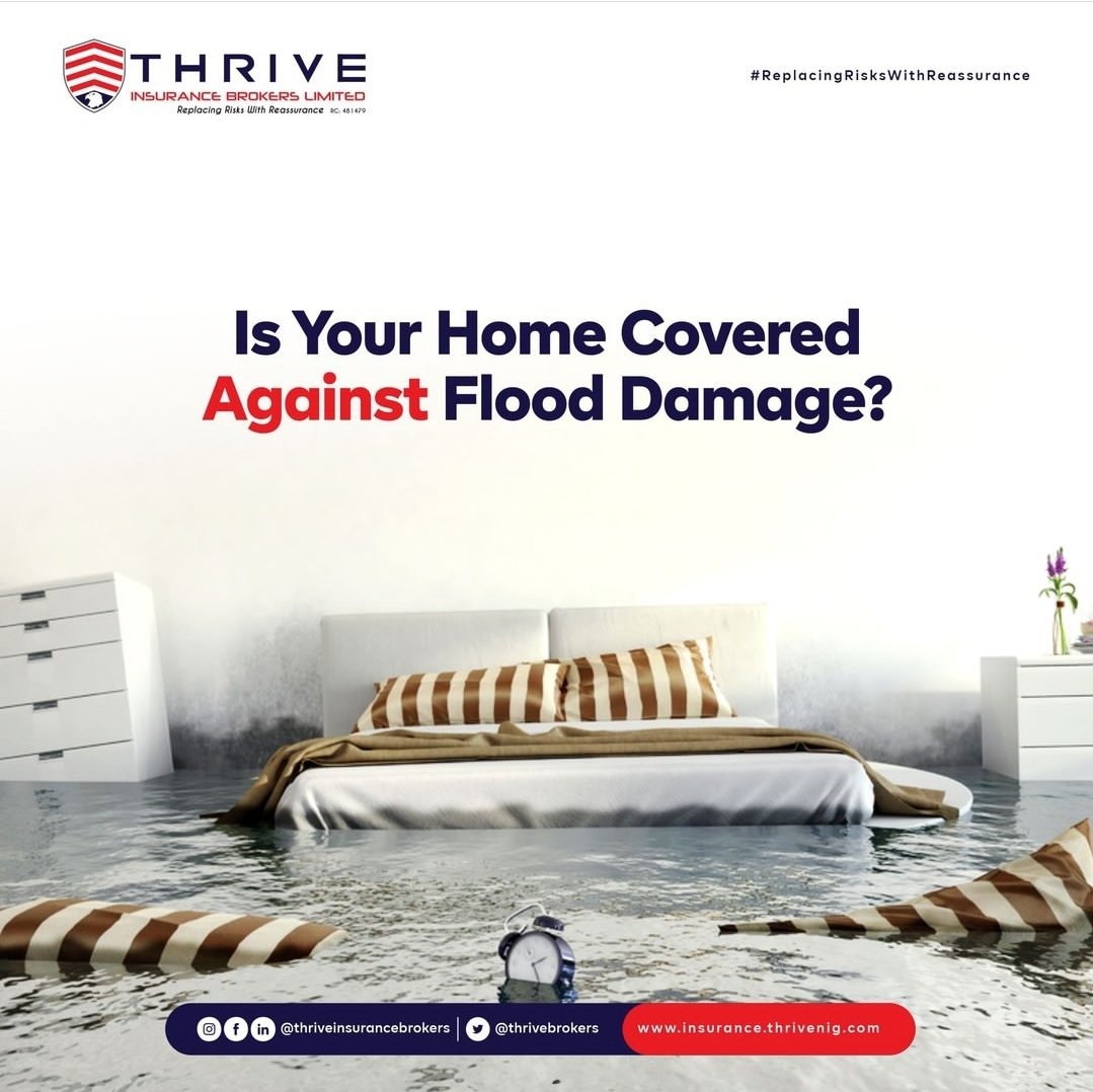 Although no one wishes to be a victim of flood, it is wiser to safeguard your property than to be sorry.

 #Getinsured today and protect your home against flood. Contact any of our brokers on 08072815275, 08090636761, and 08180996418
.
#thriveinsurance #insurance  #homeinsurance