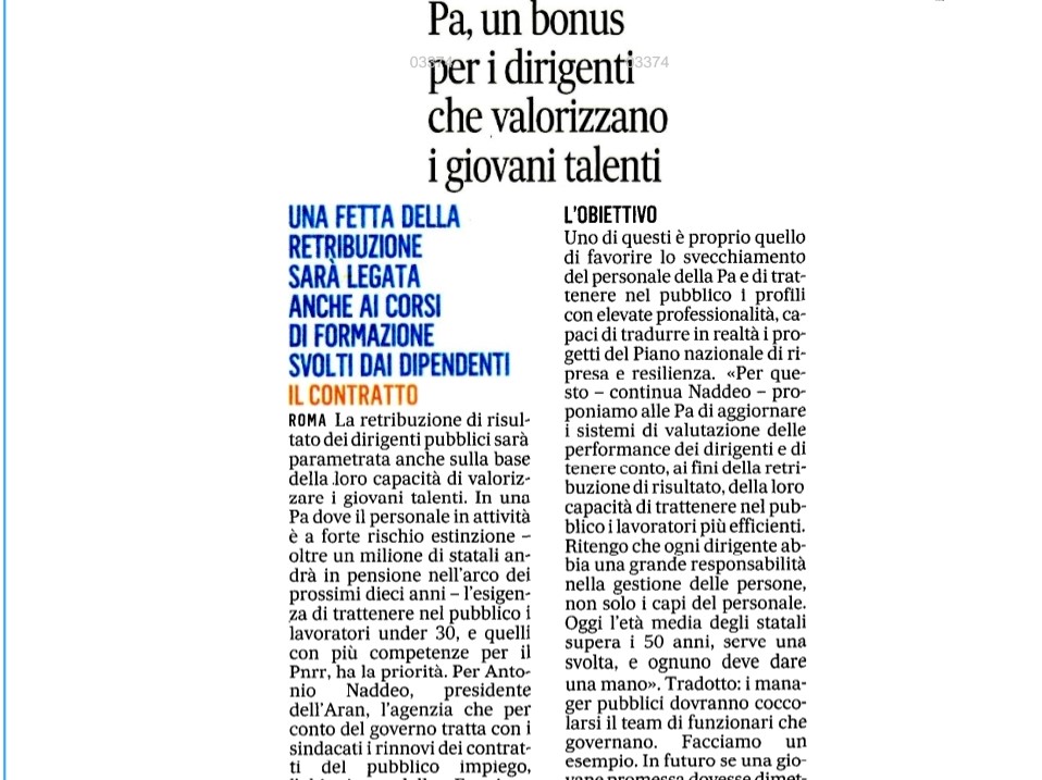 Il presidente <a href="/AntonioNaddeo/">Antonio Naddeo</a> e la responsabilità dirigenziale nella gestione delle risorse umane - alle PA la proposta di ripensare i sistemi di valutazione della performance
<a href="/ilmessaggeroit/">Il Messaggero</a> <a href="/f_bis/">Francesco Bisozzi</a>