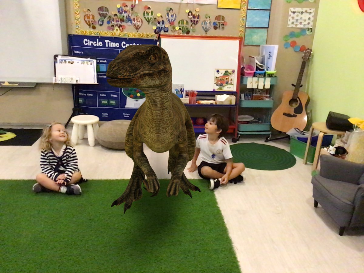 Our #dinosaurdetectives were busy at work today in Preschool 1 Dickens.  They explored the wonder of Augmented Reality to get a life like experience of what it would be like to walk with dinosaurs! #IEYC #AugmentedReality #walkingwithdinosaurs