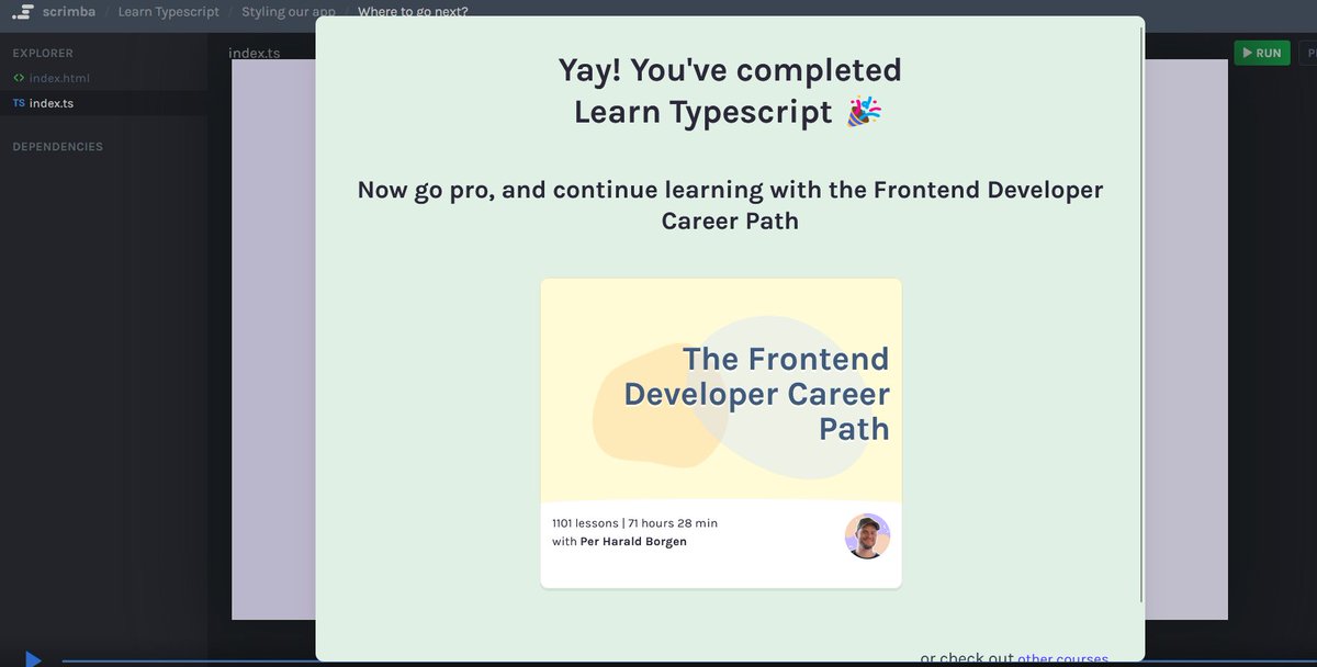 0xAyushsh's tweet image. Starting #100datsofcode with @LearnWeb3DAO 💪🚀

Daily Update Tweet: 
Day [1] of #100daysofcode w/ @LearnWeb3DAO
1. Completed TypeScript course on @scrimba 

#100DaysofCodeLW3