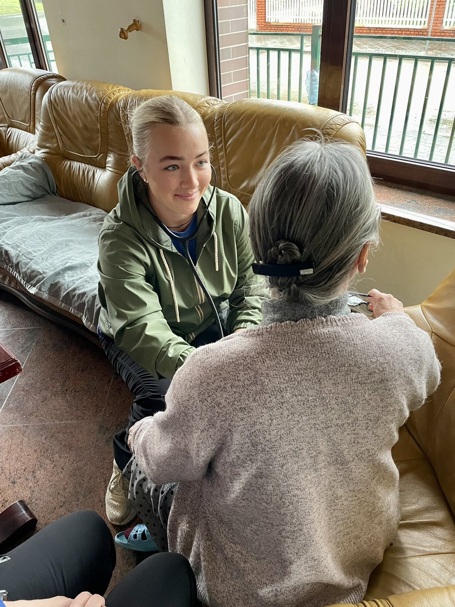 Ministering to the “one.” BYU College of Nursing student practicing the Healer’s Art at Ukrainian refugee shelter. So so many needs, yet lifting the heart of one matters. <a href="/BYU/">BYU</a>