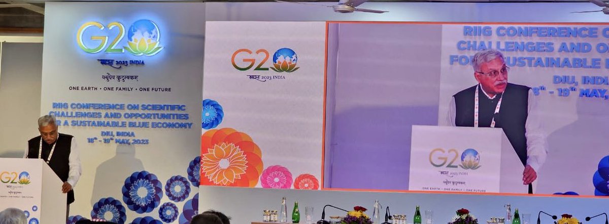 Delivered a Key-note address on the scientific challenges and opportunities for a  blue economy at the G20 Research and Innovation Initiative Gathering in Diu. Stressed on a’Digital Ocean’ for integrating, scientific, socio-economic &amp; environmental data.