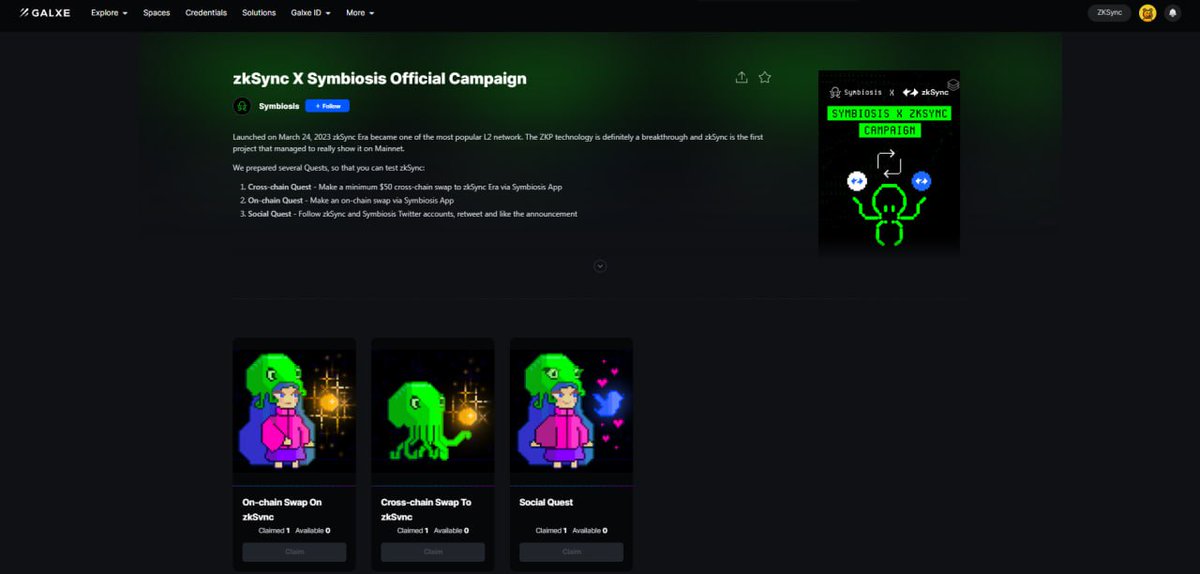 AIAdoptHQ's tweet photo. 🪂 zkSync Era x Symbiosis potential airdrop

✅Simple tasks: Swap, Cross-Chain &amp; Follow

Don't miss it! Check out this Guide🧵👇 https://t.co/CSyicND8bS