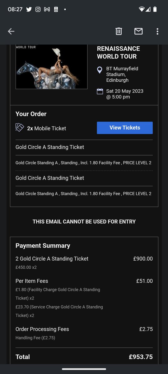 AlciaLoach's tweet photo. @TicketmasterUK Why are my Gold Circle A Standing tickets that I've listed for resale on your site not showing in searches? I had no idea the listing wasn't visible. I'm so disappointed in your platform. https://t.co/e8hrf2jqAe