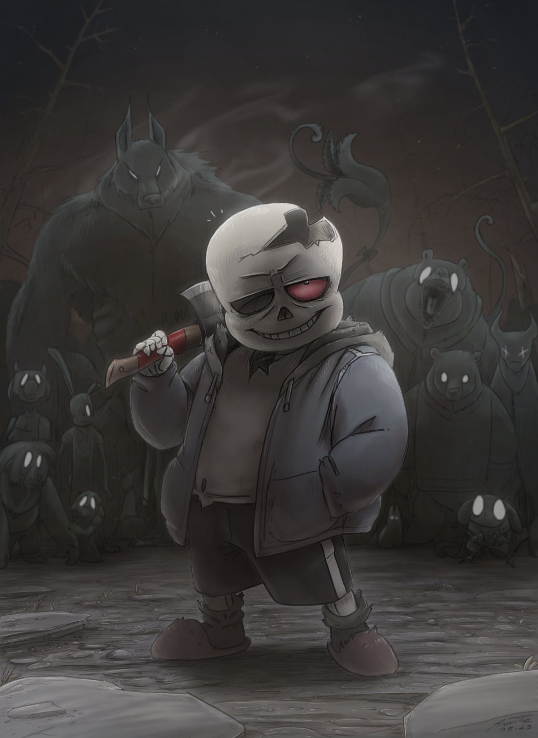 Horrortale Sans, Undertale AU Sans Description