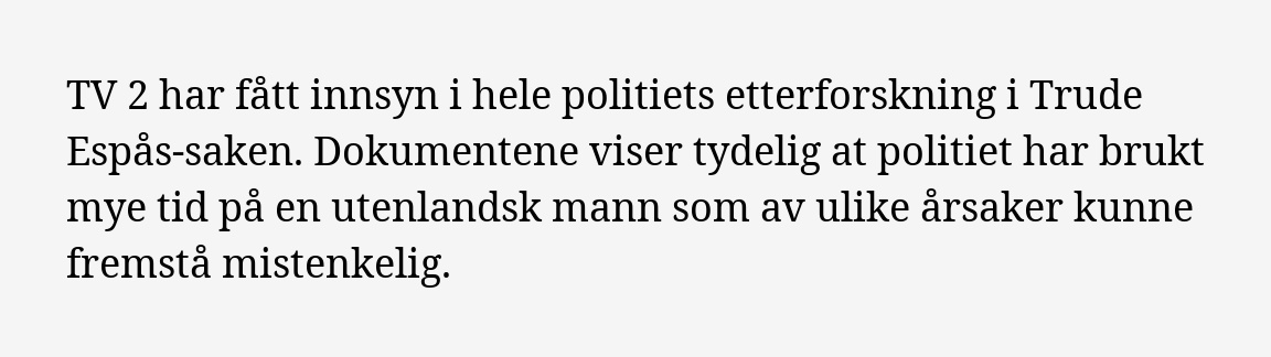 TV 2: Drapet på Trude: Tolv land hjalp ikke norsk politi tv2.no/nyheter/innenr…