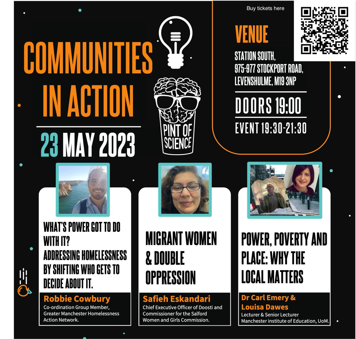 Dr Carl Emery and Louisa Dawes from PIA research group is participating in this year Pint of Science festival to share their work to wider audiences at Station South cafe in Levenshulme. 
More info here pintofscience.co.uk/event/communit…