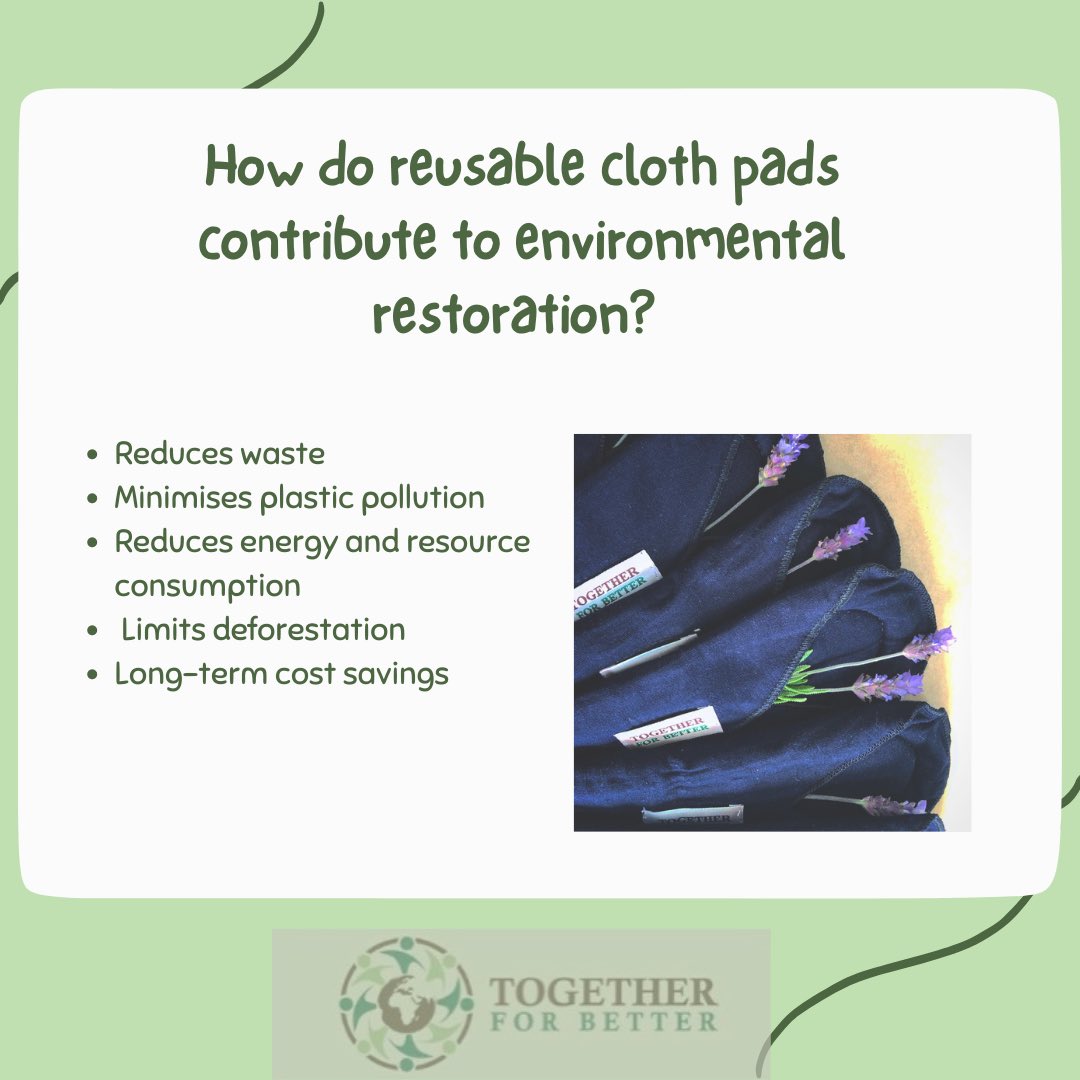 TogetherForBet5's tweet photo. By choosing cloth pads over disposables, we can make a significant impact on environmental restoration. Let's lead the way in creating a more eco-friendly future! 🌿
#Togetherforbetter #ReusableClothPads #EnvironmentRestoration #SustainableChoices #GoGreen #ChooseSustainability https://t.co/D8ZZdeuQby