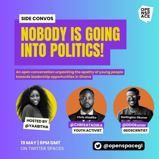 openspacegl's tweet photo. We are a day away from this twitter space  and we can't wait to have you join us! 🔥

Set a reminder via the link https://t.co/rPiRRcfzNv

You don't want to miss out on this with @yaabitha !🙌🏽

#openspaceglobal #unlockingtheafricanmindset https://t.co/cQcmopfftP