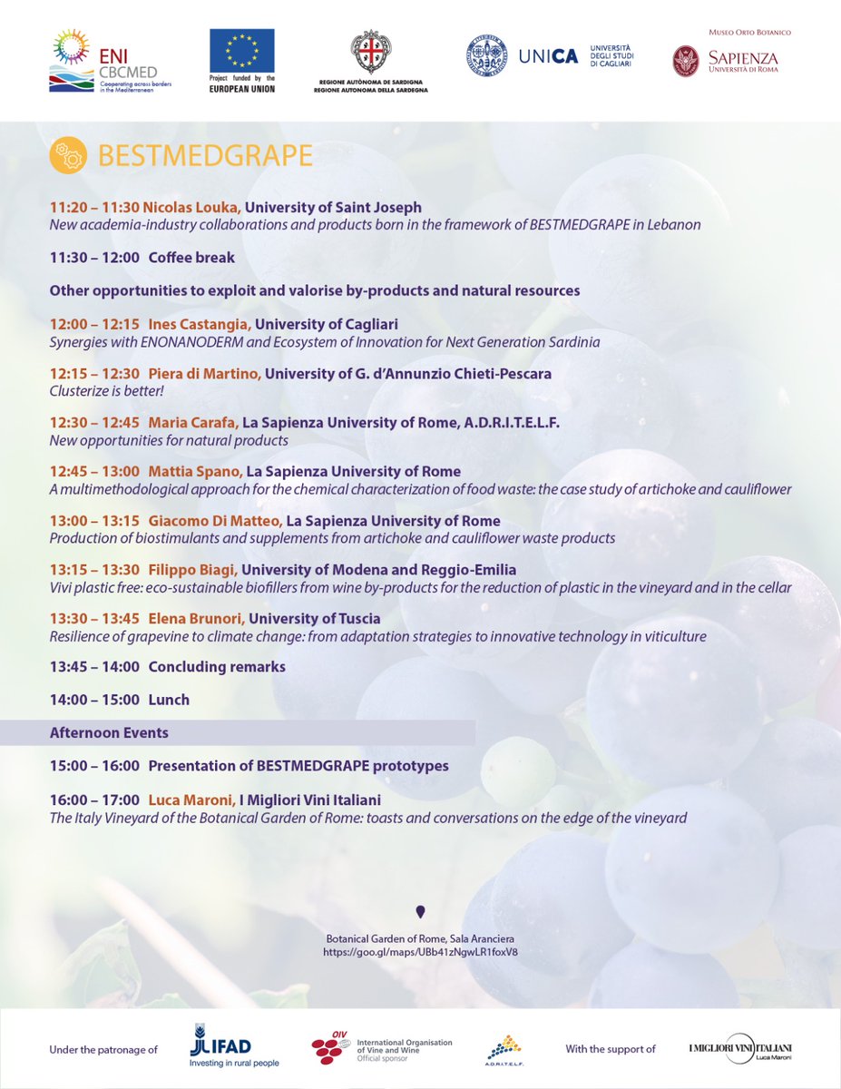 💥LAST PLACES STILL AVAILABLE
Agrifood by-products valorization through innovative commercial health products
Rome, May 26
Book your site, reservation is required and admission is free
rb.gy/8e8tt
#innovation #entrepreneurship #upcycling  #circulareconomy