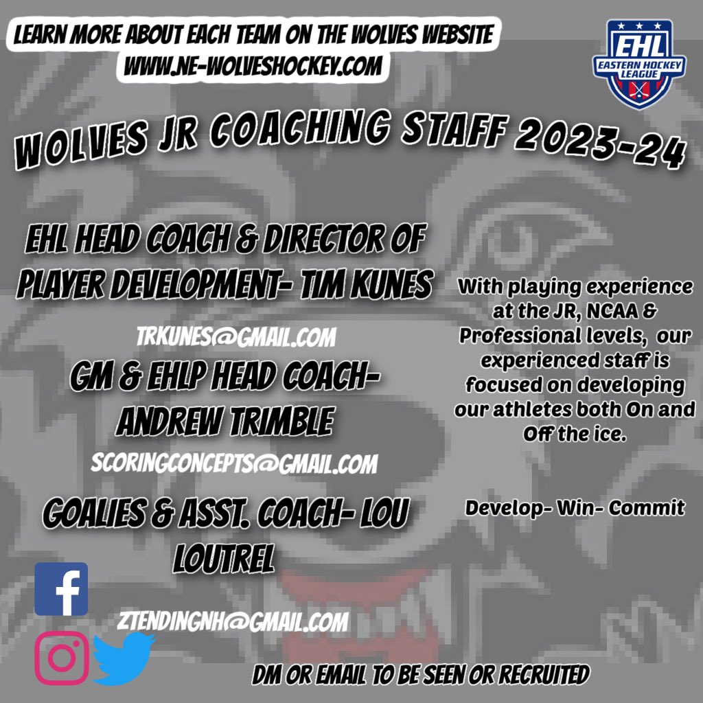 AndrewTrimble7's tweet image. Thank you to all of our coaches this year and in past years who’ve helped our program become successful.

I’ll be returning behind the bench for our 23-24 EHL Premier team. Looking forward to a great season!  #newolves #scoringconcepts @EHL_Hockey @EHLpremier