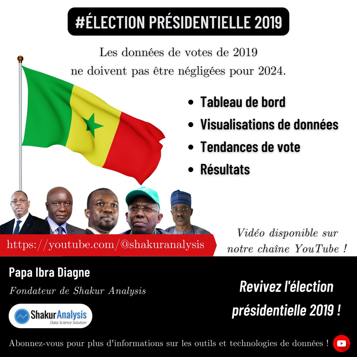 Chers patriotes 🇸🇳 , les données de votes de l’élection présidentielle 2019 ne doivent pas être négligées pour 2024.
Revivez cette élection grâce à nos analyses et visualisations de données.

Lien de la vidéo 👇🏽
youtu.be/0bqo2KrdBg0

#ParlonsDonnées #Election2019 #2019Pour2024