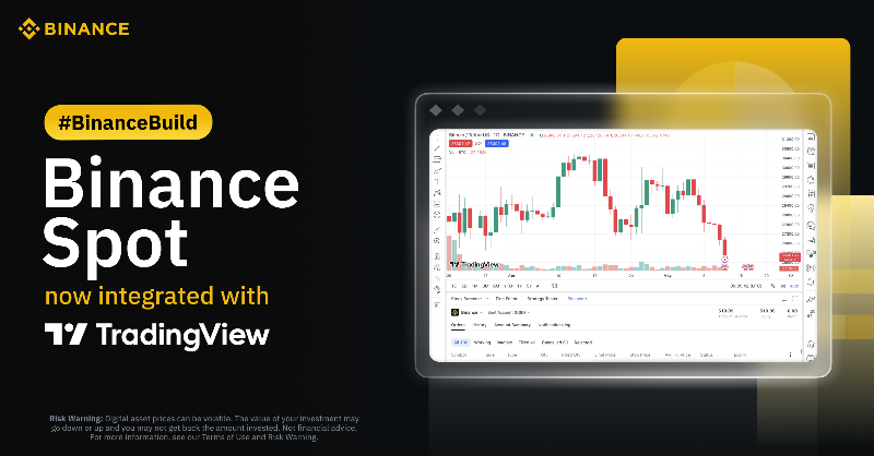 binance's tweet photo. #Binance Spot is now integrated with @tradingview!

Users can now trade on Binance Spot directly within TradingView’s browser and desktop apps.

All you have to do is connect to the platform using your Binance account 🤝