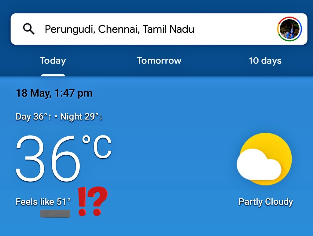 salowni_07's tweet photo. I'm not hyping. Google ain't lying. No sarcasm. Trust me it does feel like 51° 🥵
#chennaiweather #ChennaiSummer https://t.co/OZaGlFu9T2