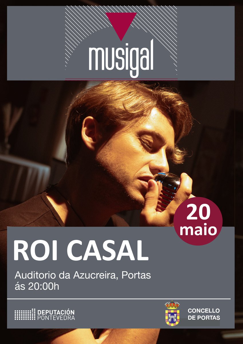 Esta semana <a href="/RoiCasal/">Roi Casal</a> fai doblete no #Musigal:

- Venres 19 na Praza da Igrexa do <a href="/ConcellodeLalin/">Concello de Lalín</a> ás 22.00 horas

- Sábado 20 no Auditorio da Azucreira de #Portas ás 20.00 horas