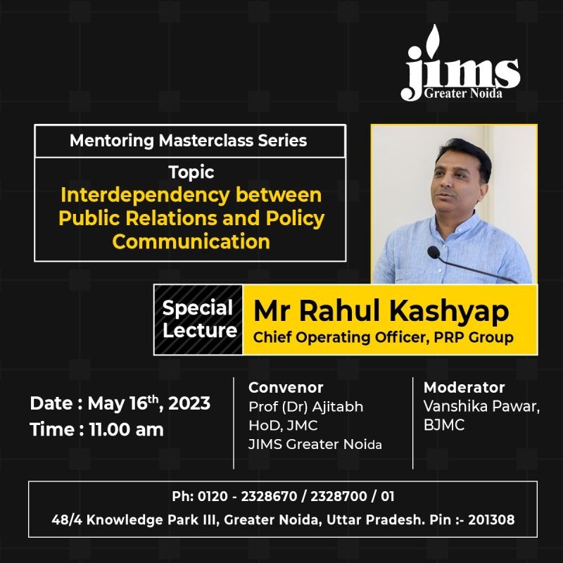 rahulwaa's tweet photo. It was sheer delight to be at @JIMS / @JEMTEC  after an year. Being amongst the shining gems was a delight. In an age where communications holds the key to all matters of citizenry and governance, #policy #communications and #PublicRelations is set to acquire greater significance https://t.co/IMMDhf1kgP