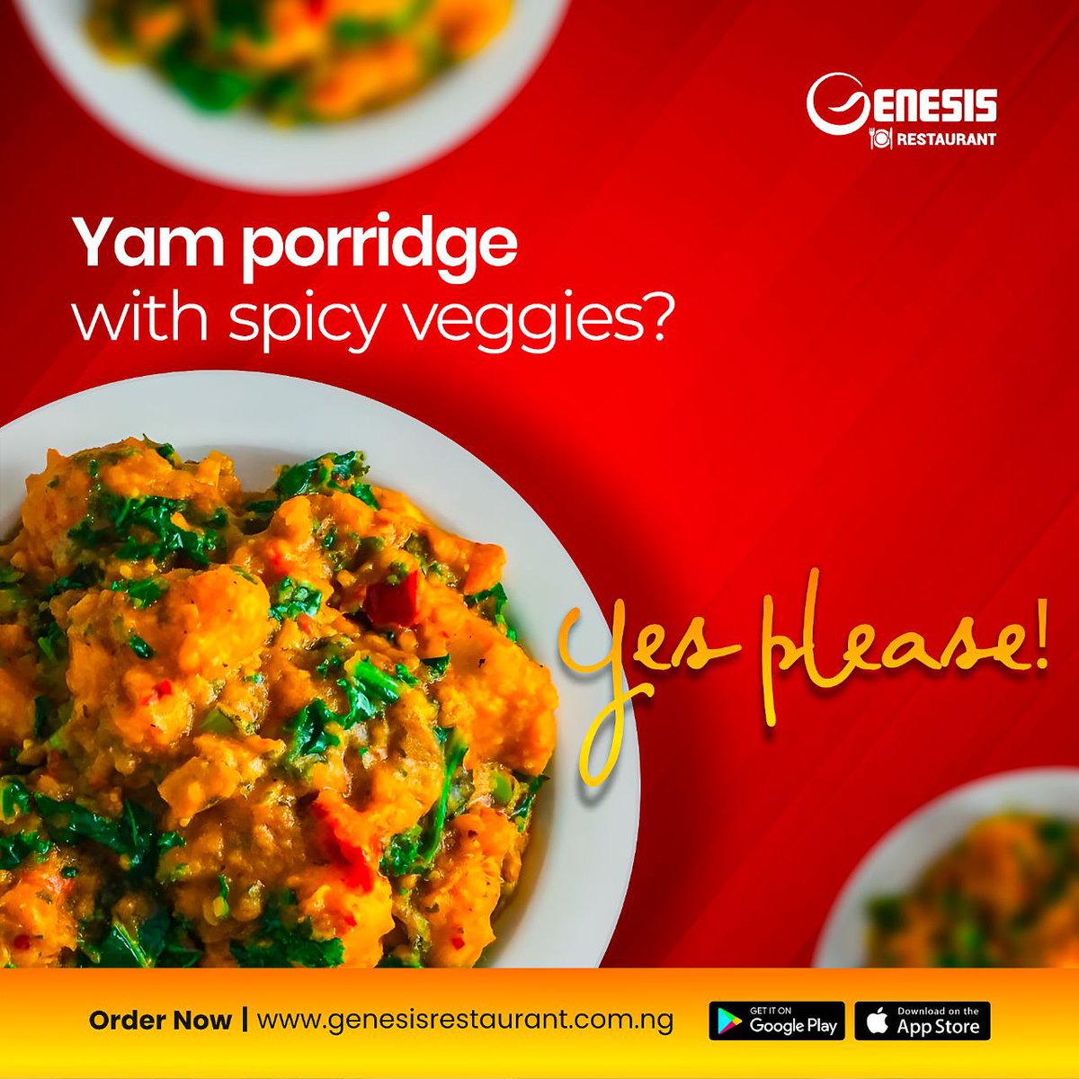 Genesisrestng's tweet photo. Our sumptuous yam porridge meal is a must-try.
Don't miss it when you next visit our restaurant outlets near you.
#porridgeyam #yam #foodstagram #africameal #naijafoodies #naijafoods #GenesisRestaurant #naijarestaurant https://t.co/kkmEswKiVm