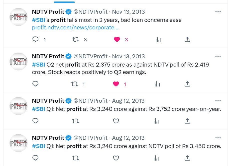 rishibagree's tweet photo. SBI quarterly profit  

Under an Economist PM Manmohan Singh 
2013 - Rs 2375 crore  

Under a chaiwala PM Narendra Modi  
2023 - Rs 18,343 crore