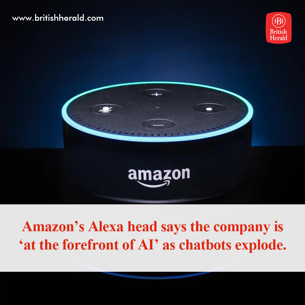 BritishHeraldUK's tweet photo. Amazon’s Alexa head says the company is at the forefront of AI’ as chatbots explode.
Click and read more:
https://t.co/rg5jhGDCVy
#BritishHerald #artificialintelligence #Amazon #alexa #AI #chatbots #Microsoft #ChatGpt #CNBC #Microsoft #technology #trending #FutureDrivenByAI https://t.co/HXPLwwYN07
