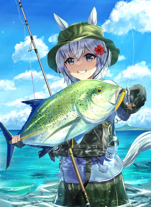 沖縄合宿遠征中に魚釣りを楽しむ セイウンスカイ #ウマ娘