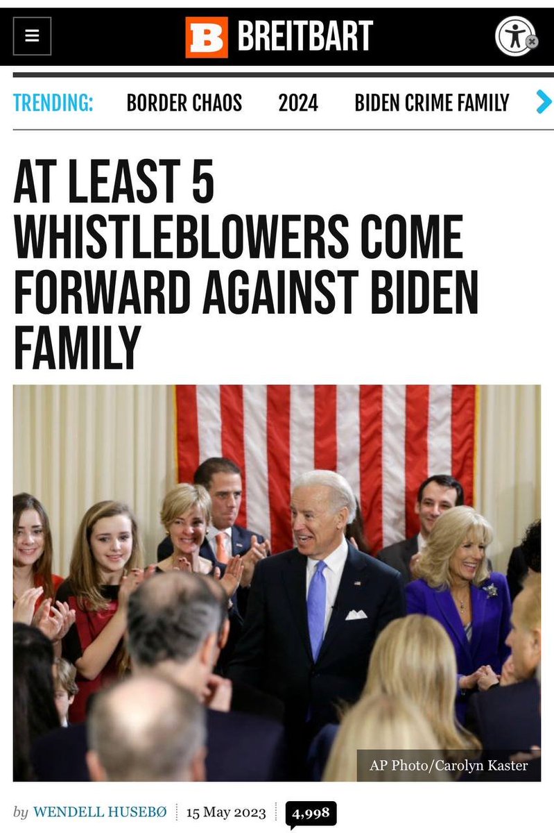 At least five whistleblowers have come forward to allege wrongdoing by the Biden family in connection with business schemes and corresponding coverups.  

breitbart.com/politics/2023/…