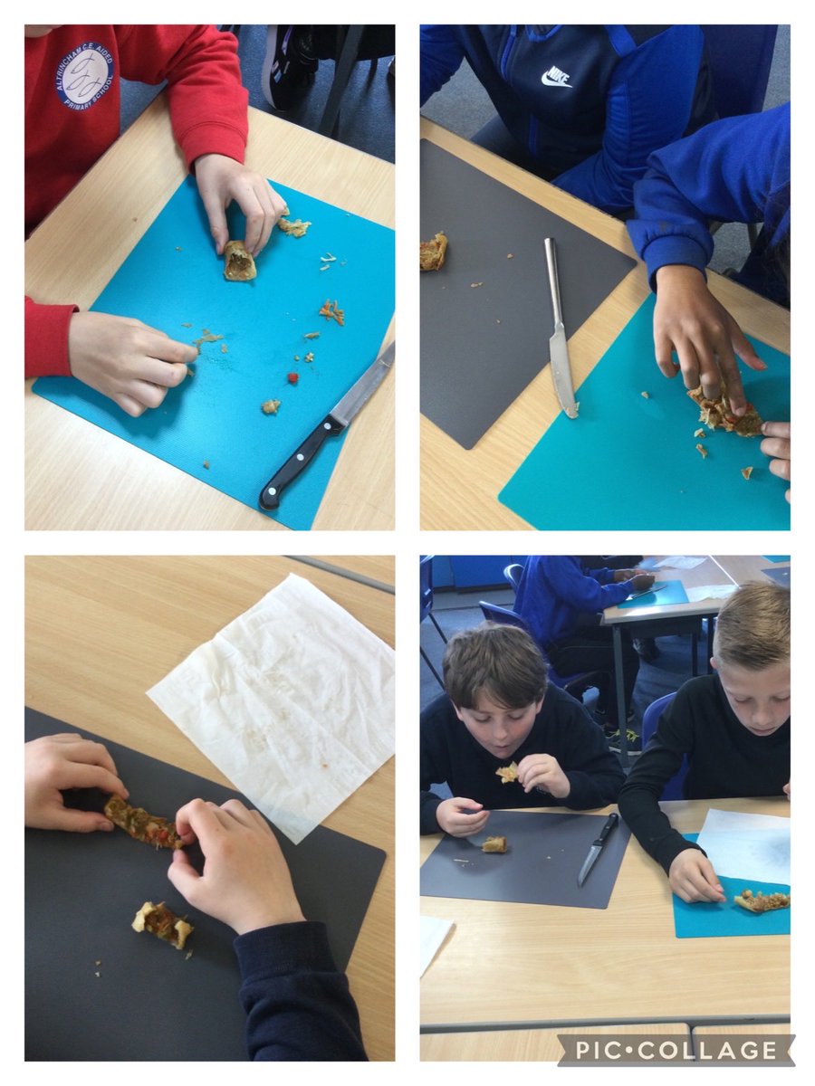 Reverse engineering in DT today as we deconstruct a spring roll before preparing our own prototype tomorrow. The next task is to develop our cutting, grating and peeling skills.