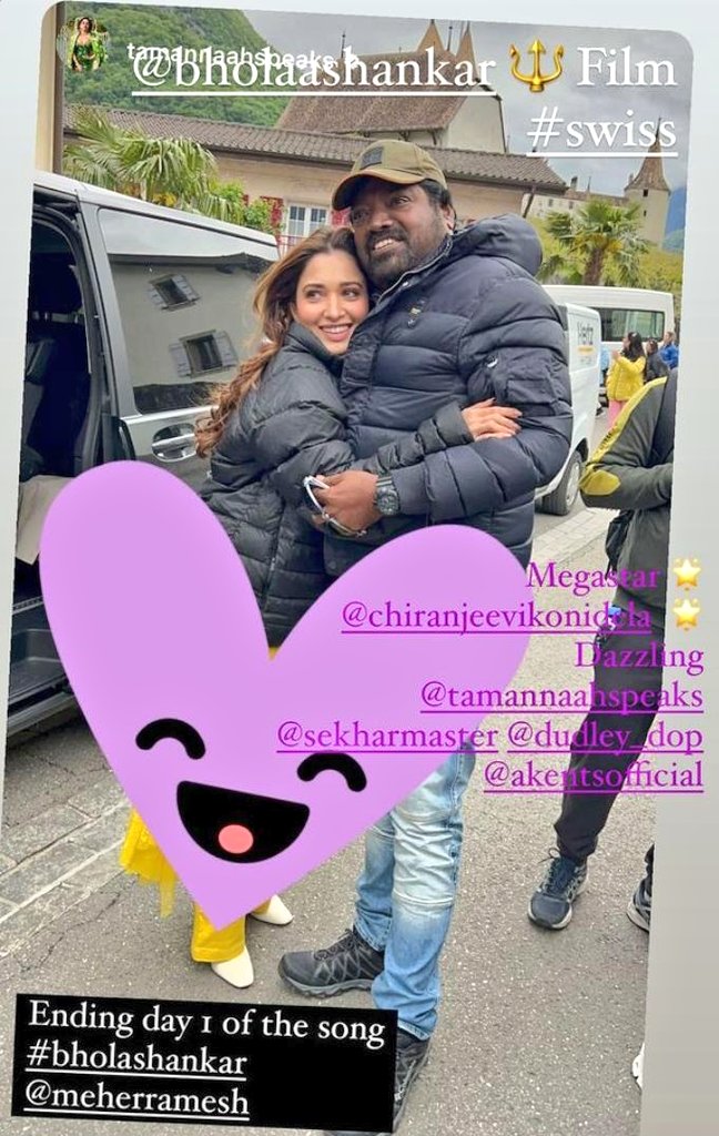 #BholaaShankar Song Shoot In Full Swing @ Switzerland 🔥🔥🔥🔥

@tamannaahspeaks Shared Via Instagram Story 🔥

We Are Going To Witness Mega Magic 🔥😍🔥

@KChiruTweets • @MeherRamesh 

#BholaaShankarFromAug11th ✅

instagram.com/stories/tamann…