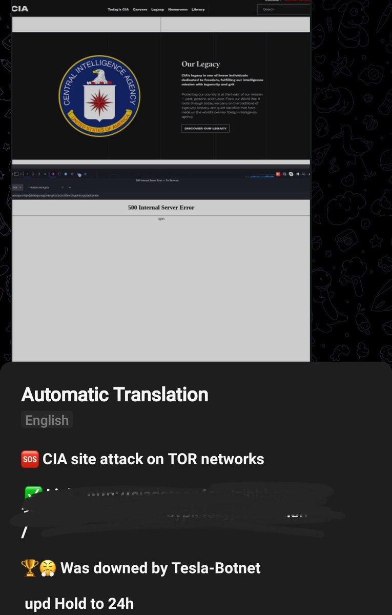 Anonymous #Russia claims to have taken the CIA tor website down using Tesla botnet. 

#cybersecurity #infosec #russiaukrainewar️ #UkraineRussianWar