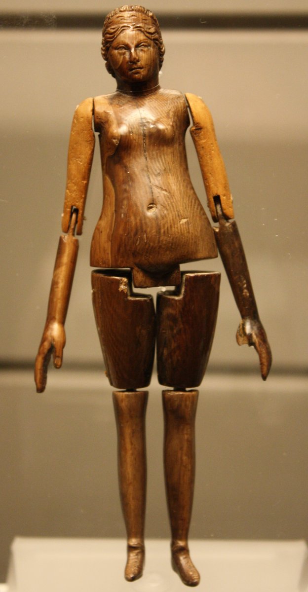 TrimontiumTrust's tweet photo. #Roman children played with many toys that modern children would recognise today. Roman dolls have been found such as this wooden jointed doll - rag dolls have been found that may have been owned by poorer children.  Also pictured is a rattle for a baby and a pull along horse. https://t.co/ePjCJIFyjz