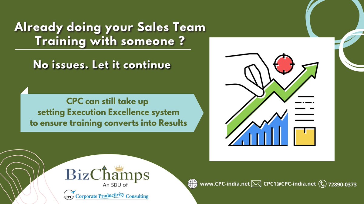 #SalesTraining may at best, develops desired skills in the #sales team. It does not ensure its implementation. Having measurable progressive goals on the #BusinessEnablers (which are near to the ground) and doing rigorous reviews is more important.