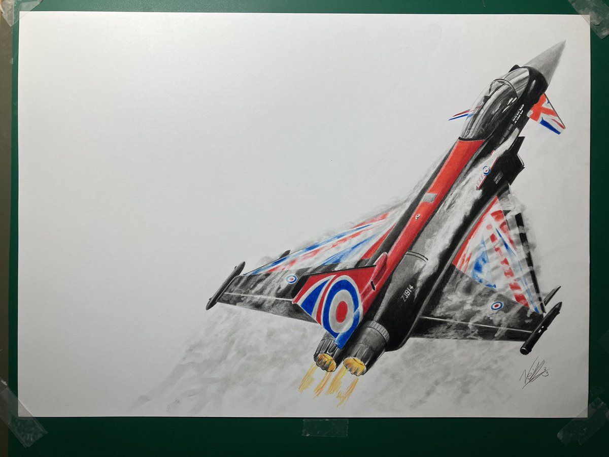 NGAutoArt's tweet photo. And with the last tweet in mind, my last remaining #MondayDoodle available for purchase (for the foreseeable) is the @RAFTyphoonTeam “#Blackjack” display jet. And I’d like to wish all at the team the very best for today’s #PDAday @RAFConingsby . #TheBest #RAF #TyphoonDisplay https://t.co/OoH2ApnPzC