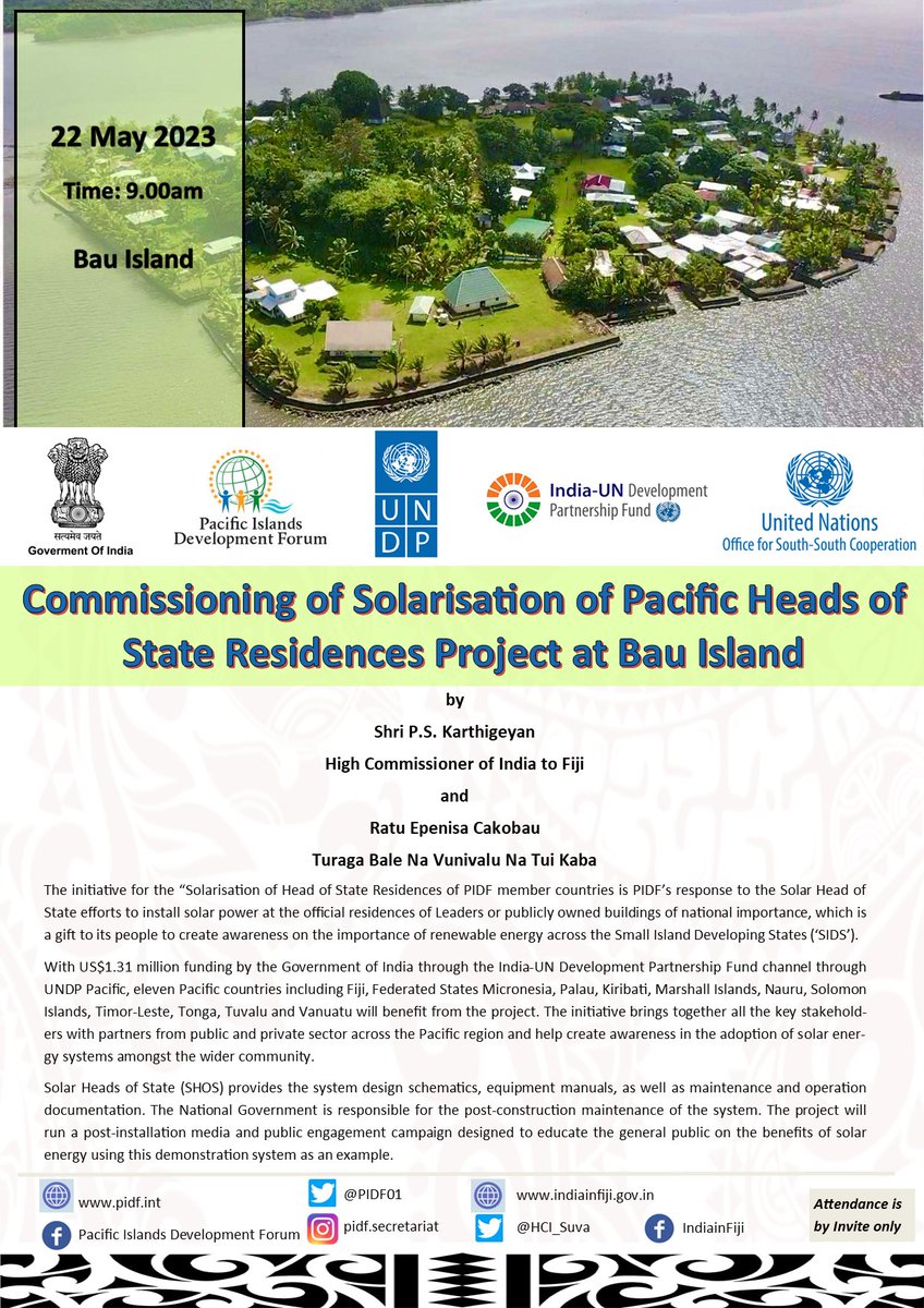 🗓️Commissioning of Solarisation of Pacific Heads of State Residence Project at Bau Island- 22 May 2023