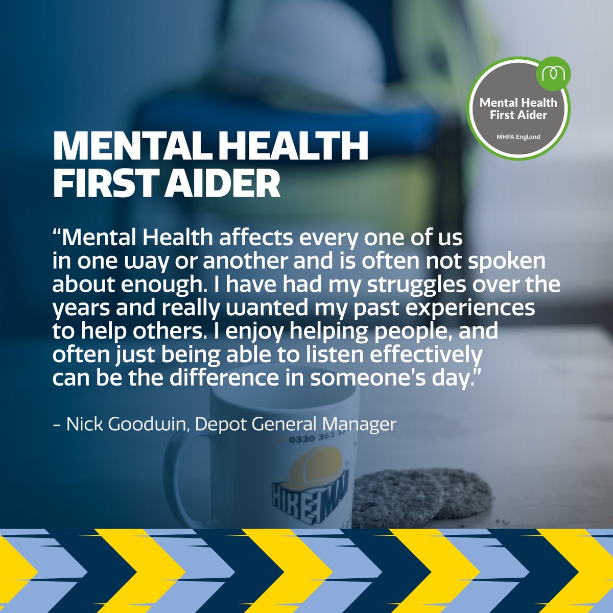 Our Depot General Manager, Nick Goodwin, recently completed his training with @MHFAEngland to become a Mental Health #FirstAider👏 As we acknowledge #MentalHealthAwarenessWeek, he shared why it was important for him to undertake this valuable training!