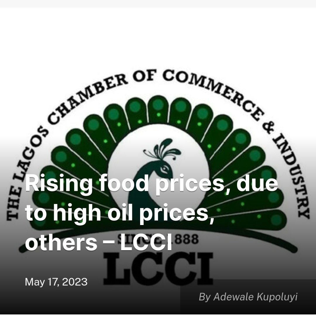 Rising food prices, due to high oil prices, others – LCCI

Read more here 👇🏾👇🏾👇🏾 farmingfarmersfarms.com/2023/05/17/ris…

#Agriculture #Environment #Entrepreneur #Technology #Farming #Farmers #AgriBusiness #NaijaFarmers #Nigeria #Farms #News #Newspaper #Online #ZeroHunger #FoodSecurity #Food