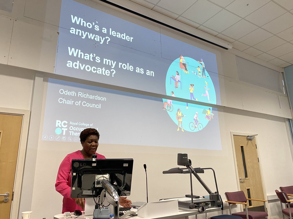 otsamantha's tweet photo. ‘Asking who is a leader anyway?’ asks @OdethRichardson as she opens @OTNorthumbria  student conference @OTNorthumbriaSU @theRCOT @thewfot 

Leadership provides inspiration &amp; direction, everyone as an #OccupationalTherapist as a role as a leader https://t.co/dizpATicEu