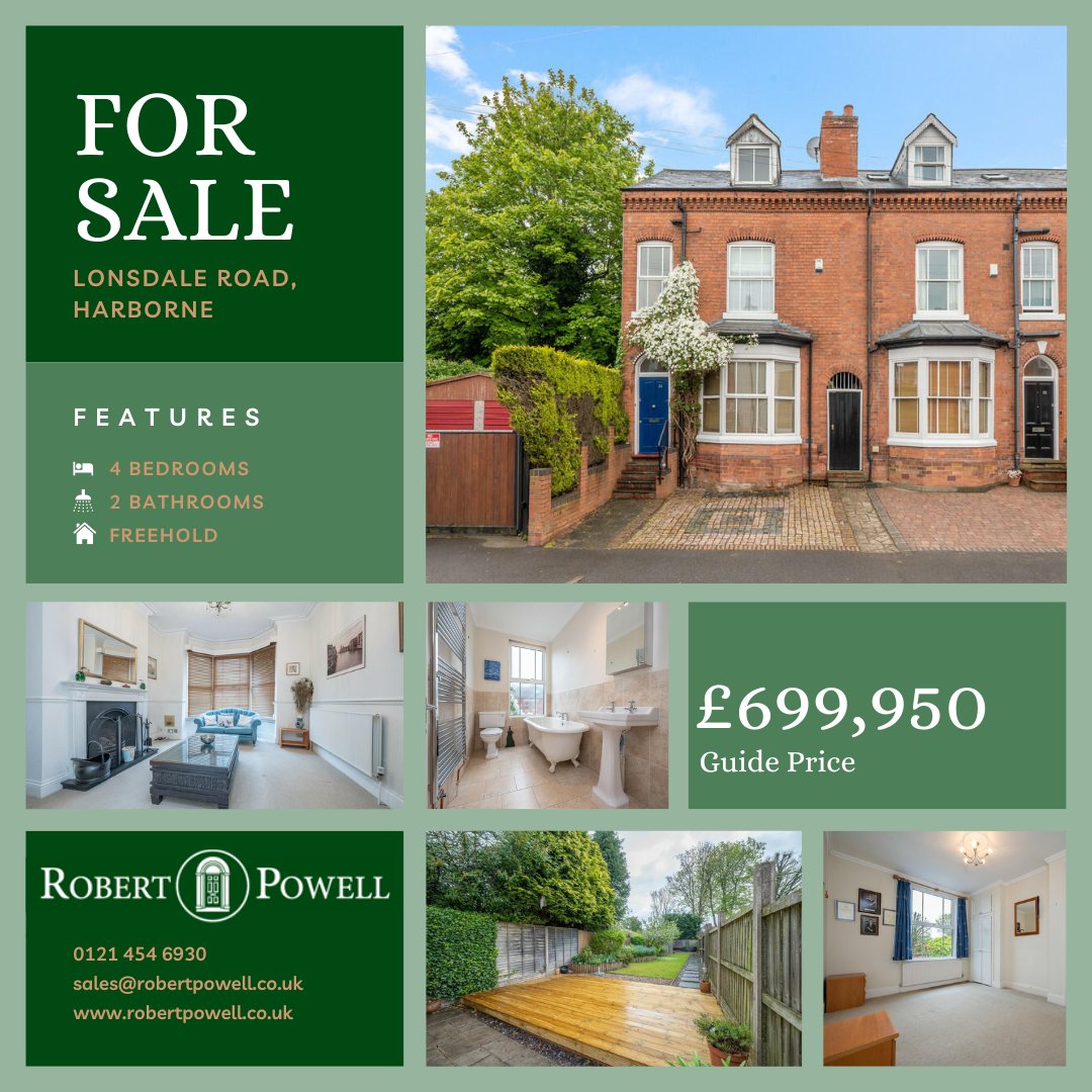 4 Bedroom, 2 Bathroom House for Sale - Lonsdale Road, Harborne £699,950 🏡
Contact our Sale Team for Viewings - 0121 454 6930
mtr.cool/jotdddunux

#property #birmingham #harborne #estateagent #houseforsale