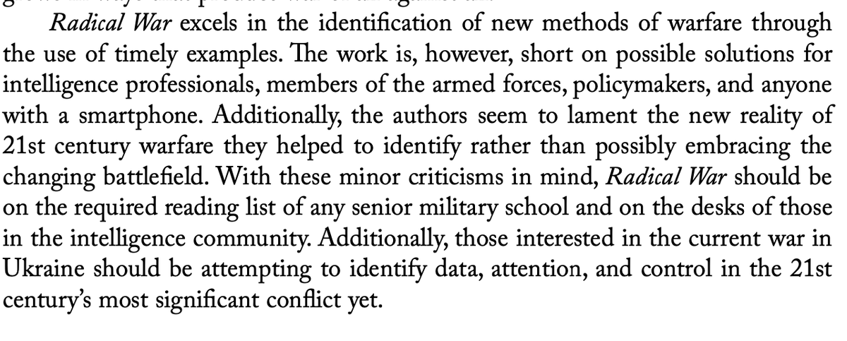 warmatters's tweet photo. Very pleased to read the @SMH_Historians  Journal of Military History review of Radical War @WarRadical.

Our reviewer observes:

"Radical War should be on the required reading list of any senior military school and on the desks of those in the intelligence community".

🙏 https://t.co/H9MqeX4RHF