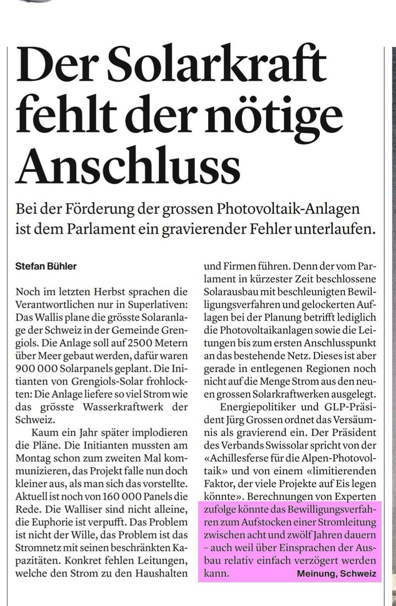 hans_denkt's tweet photo. @GrueneCH @Kilian_Baumann @gruenebern @klimaschutzja Wie wollt ihr die ehrgeizigen Ziele im #Klimagesetz innert knapp 30 Jahren erreichen, wenn heute nur schon die Bewilligung für den Kapazitätsausbau einer Stromleitung acht bis zwölf Jahre dauert?
Und wenn viele Grüne immer noch gegen #Wasserkraft oder #Alpinsolar agitieren? https://t.co/wHd6OmH68p