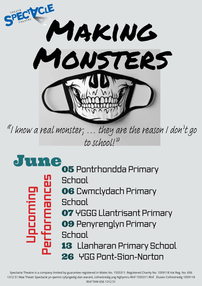 Spectacle Theatre are delighted to be bringing their production of Making Monsters to six local schools throughout June.