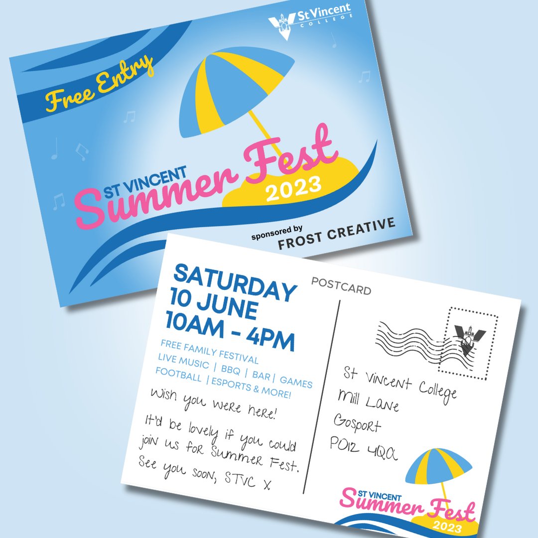 St Vincent College’s free family music &amp; entertainment festival returns this summer to Gosport - Sat 10 June.  Featuring performances from the college’s music students, plus food, games, sports demonstrations &amp; activities for all ages @StVincent6FC  bit.ly/3BCHjLa