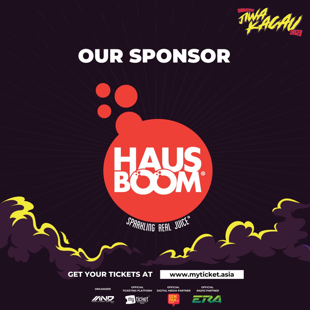 jiwakacaumusic's tweet photo. Hi! Showcase Jiwa Kacau 2023 are happy to announce our new Sponsor, @HausboomHQ  🔥

Thank you for being part of Showcase Jiwa Kacau 2023 🫶🏻 

#JiwaKacauShowcase2023
#JiwaKacau2023
#hausboom #inilagiboom
#goboomorgohome #lokallagiboom
#bunkface #insomniacks #masdo #hujan https://t.co/PpRcH3NWAH