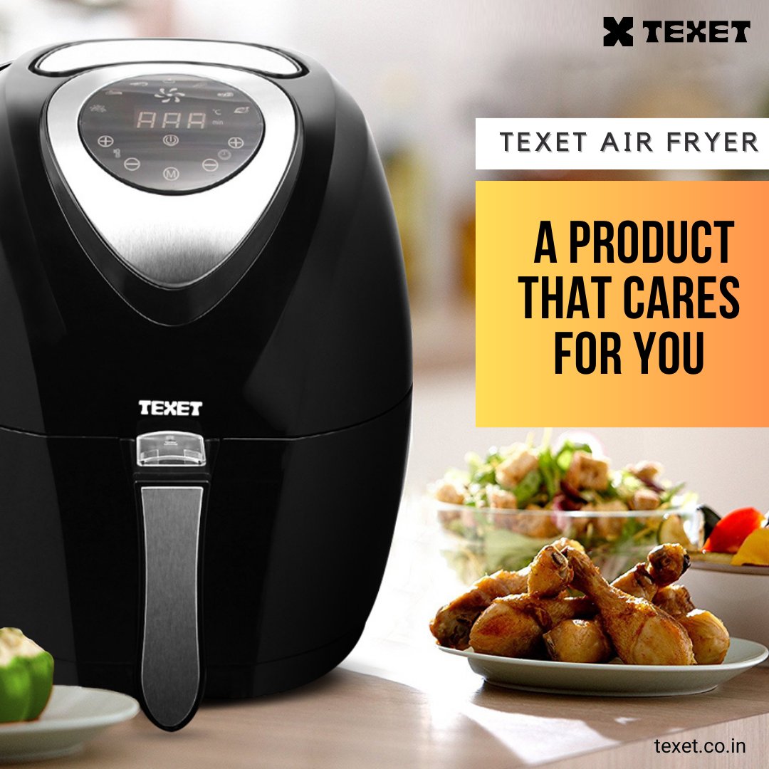 texetinfo's tweet photo. TEXET AIR FRYER A PRODUCT THAT CARES FOR YOU!
#airfryer #recipes #veg #nonveg #vegan #oilfree #Oilless #Lessoil #fried #foody #features #goodmood #goodfood #microwave #Kadhai #tandoori #tandoor #upgrade #food #foodie #technology #trending #explore https://t.co/711NAckJDQ