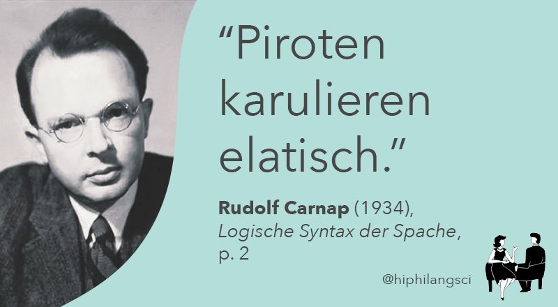 Happy birthday, dear Rudolf 🥳

Elatically karulise your pirots to celebrate!

Check out this post by Martin Konvička (@TeapotLinguist) to learn more about pirots, colorless green ideas or vertebral silence:

hiphilangsci.net/2022/03/21/col…

#LinguisticQuotes #Histlx #LinguisticBirthdays