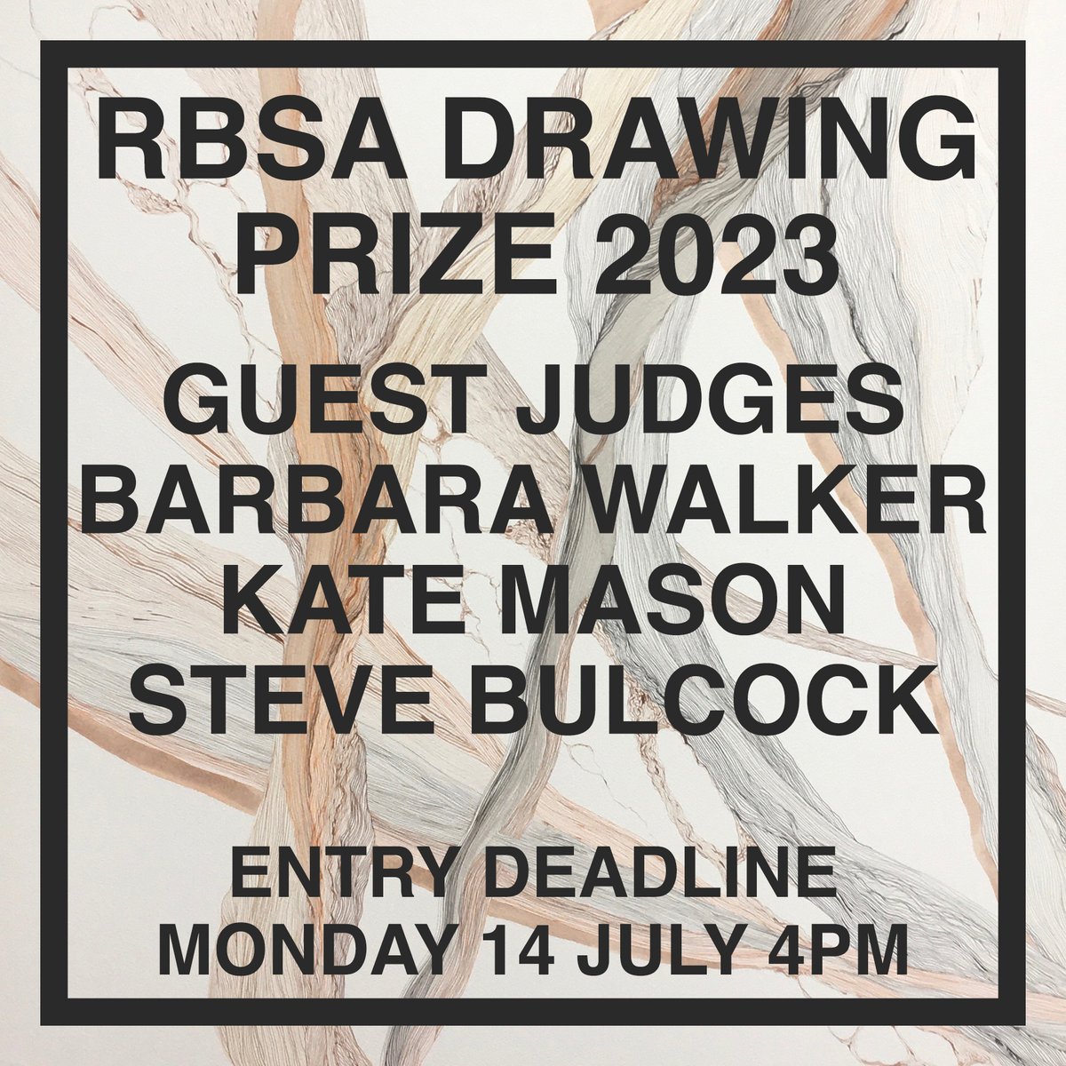rbsagallery's tweet photo. We are thrilled to be joined by Barbara Walker, @KateJMason and Steve Bulcock as guest judges for the RBSA Drawing Prize 2023.
The deadline for submissions for the prize is Monday 14 July at 4pm, check our website for full details and how to enter.
#drawingprize #drawing https://t.co/jKYjctTcqU