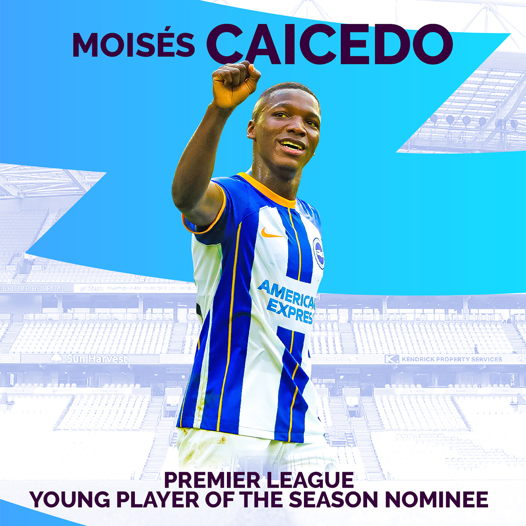 OfficialBHAFC's tweet photo. • @MoisesCaicedo55. 🇪🇨
• @AleMacAllister. 🇦🇷

#PL Young Player of the Season nominations for Moises and Alexis! 🙌💫
